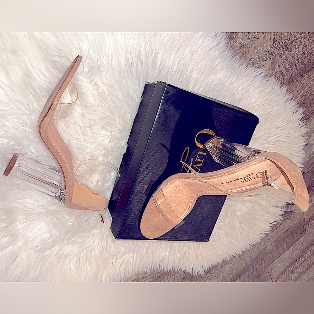 Nude see through strap heels
